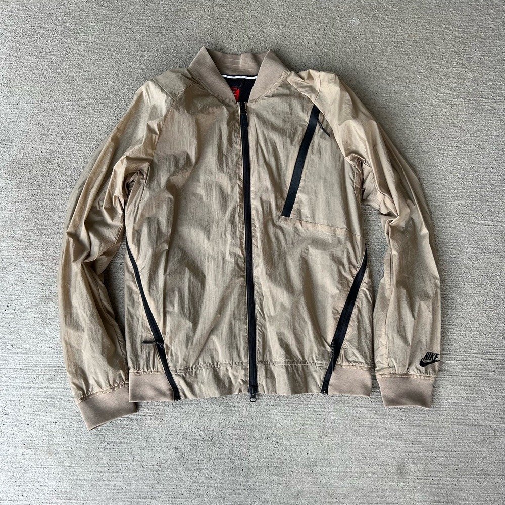 Nike Tech Pack Hypermesh Varsity Jacket Men's Small Khaki Beige 832190-235‎ NWT